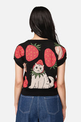 Strawberry Cat Knit Top
