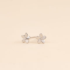 Mini Plumeria Flower Stud Earrings
