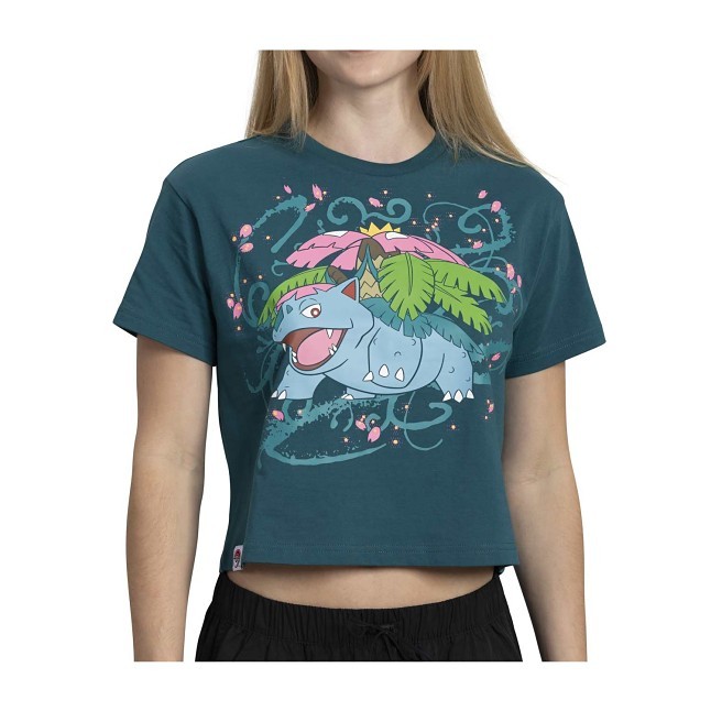 Mega Venusaur Green Crop T-Shirt - Women