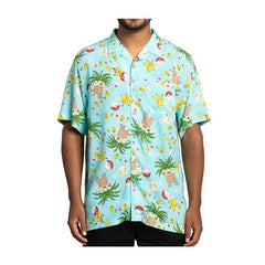 Pokémon Holiday Allover-Print Relaxed Button-Up Shirt - Adult