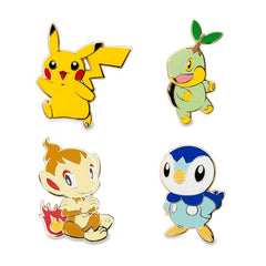 Pikachu, Turtwig, Chimchar & Piplup Pokémon Pins (4-Pack)