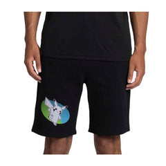 Pikachu Neon Pokémon Active Black, Green & Blue Midweight Fleece Shorts - Men