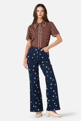 Ditsy Daisy Flared Jeans