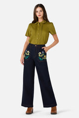 Tree Frog Embroidered Jeans