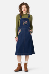 Native Embroidered Denim Pinafore Dress