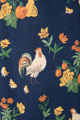 Chickens Print Tapered Cotton Pants