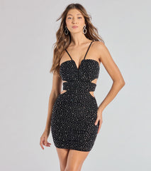 Mary Halter Cutout Rhinestone Mini Dress