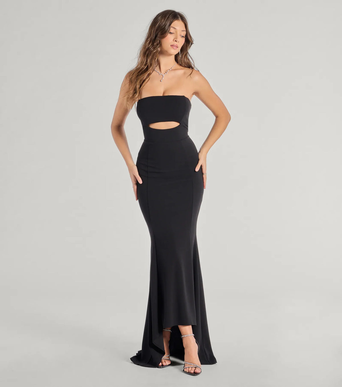 Marley Lace-Up Mermaid Crepe Formal Dress