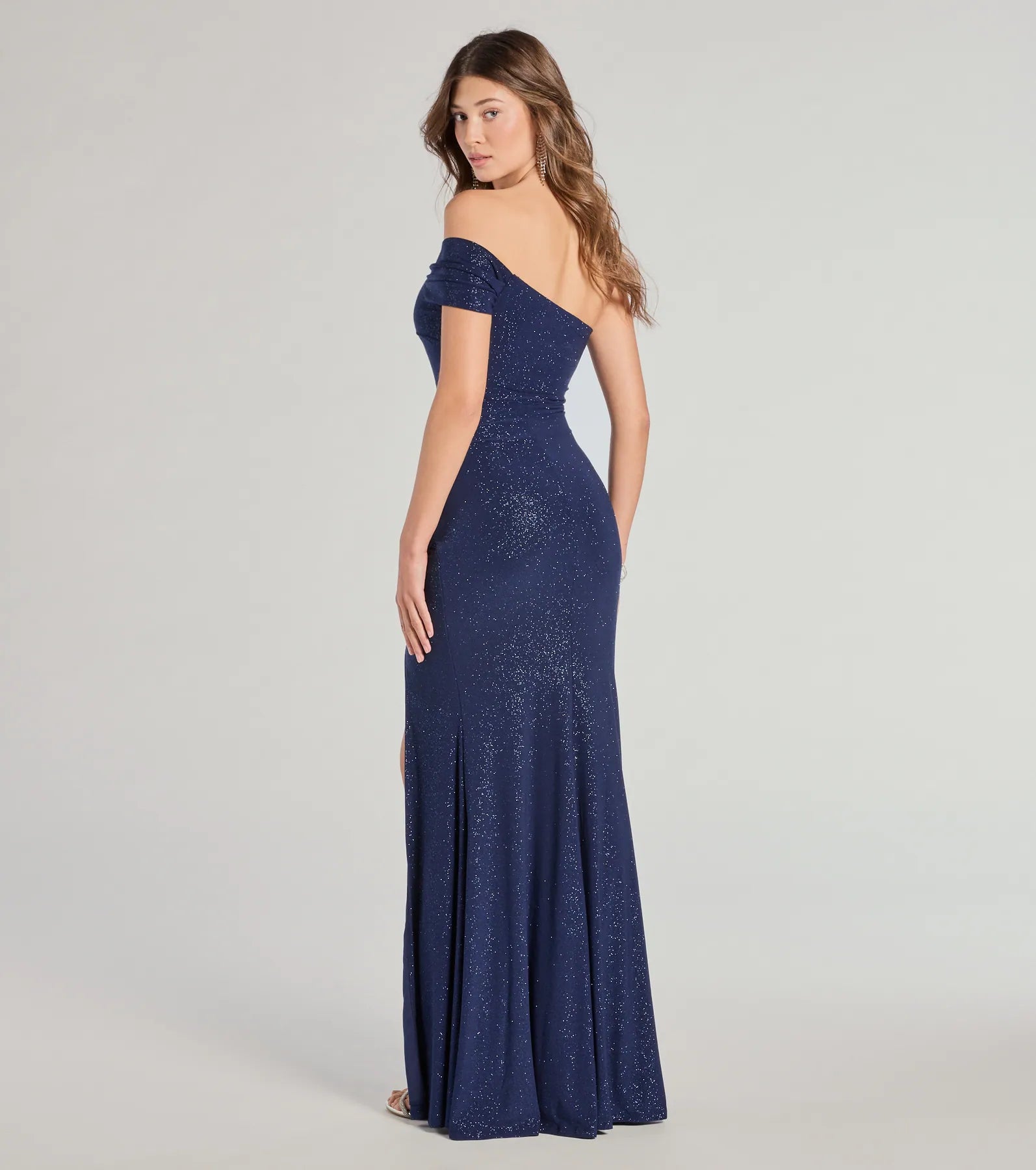 Malani Glitter Knit One-Shoulder Formal Dress