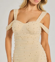 Fay Off The Shoulder Faux Pearl Mermaid Dress