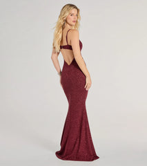 Tricia V-Neck Open Back Mermaid Glitter Formal Dress