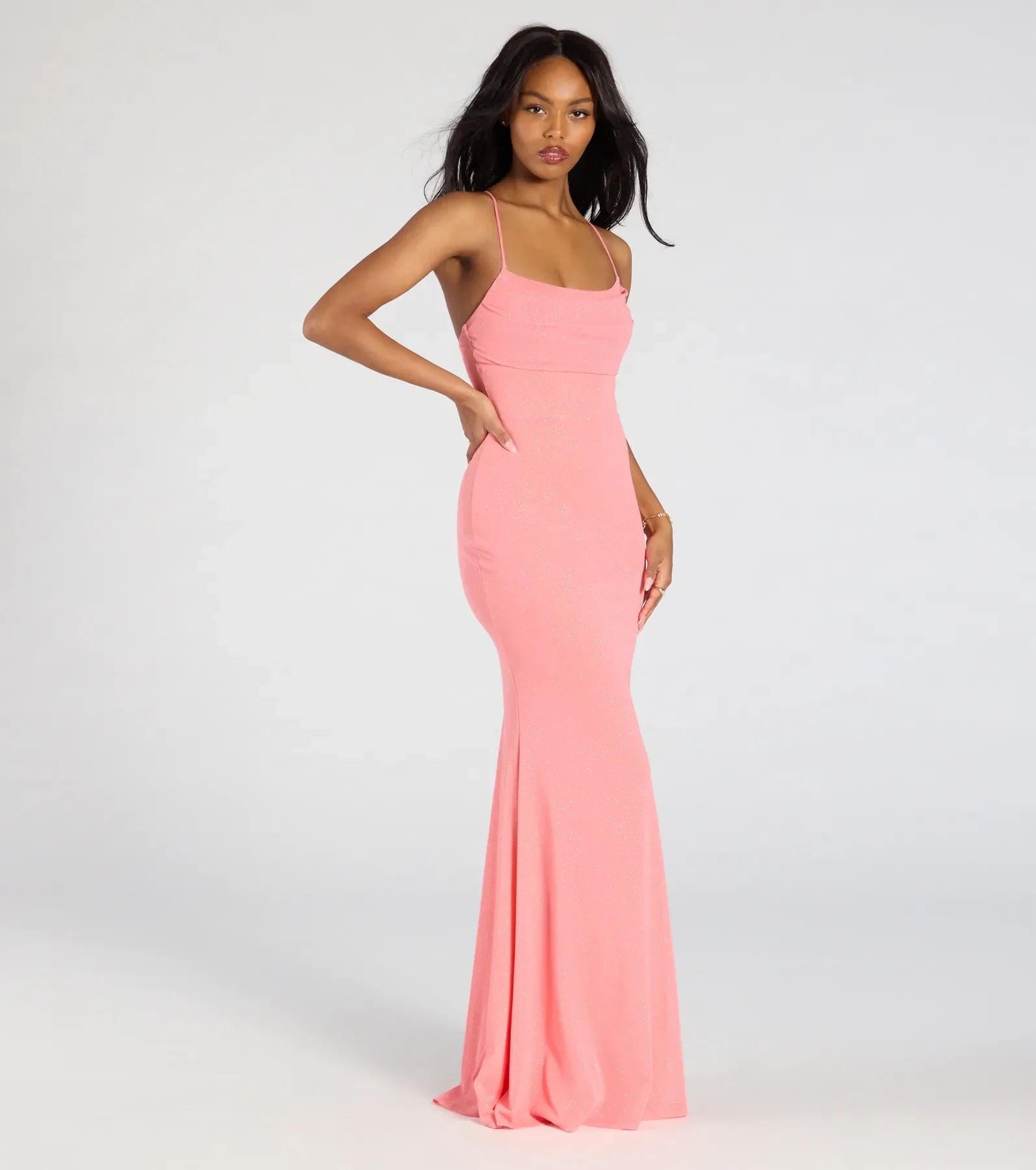 Molly Lace-Up Mermaid Glitter Formal Dress