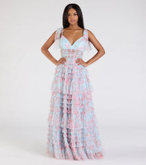 Catrina Corset A-Line Floral Mesh Formal Dress