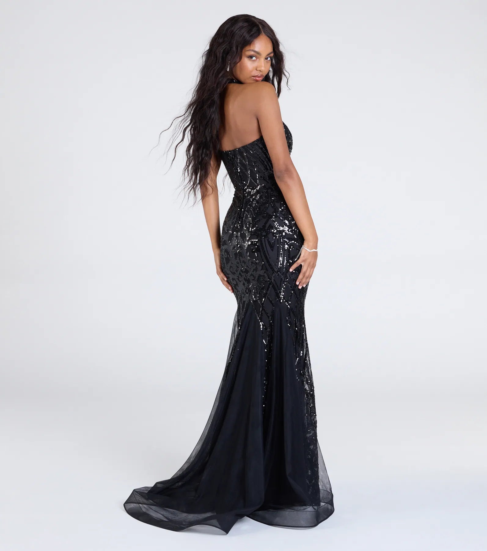 Esmeralda Halter Mermaid Sequin Formal Dress