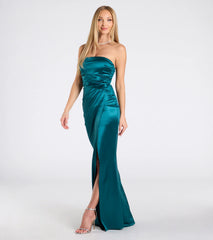 Clea Satin Strapless Wrap Mermaid Dress