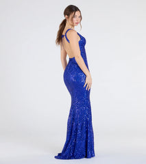 Sharon Open Back Slit Sequin Formal Dress