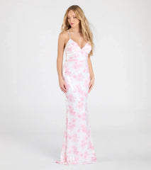Farryn Lace-Up Mermaid Floral Sequin Formal Dress