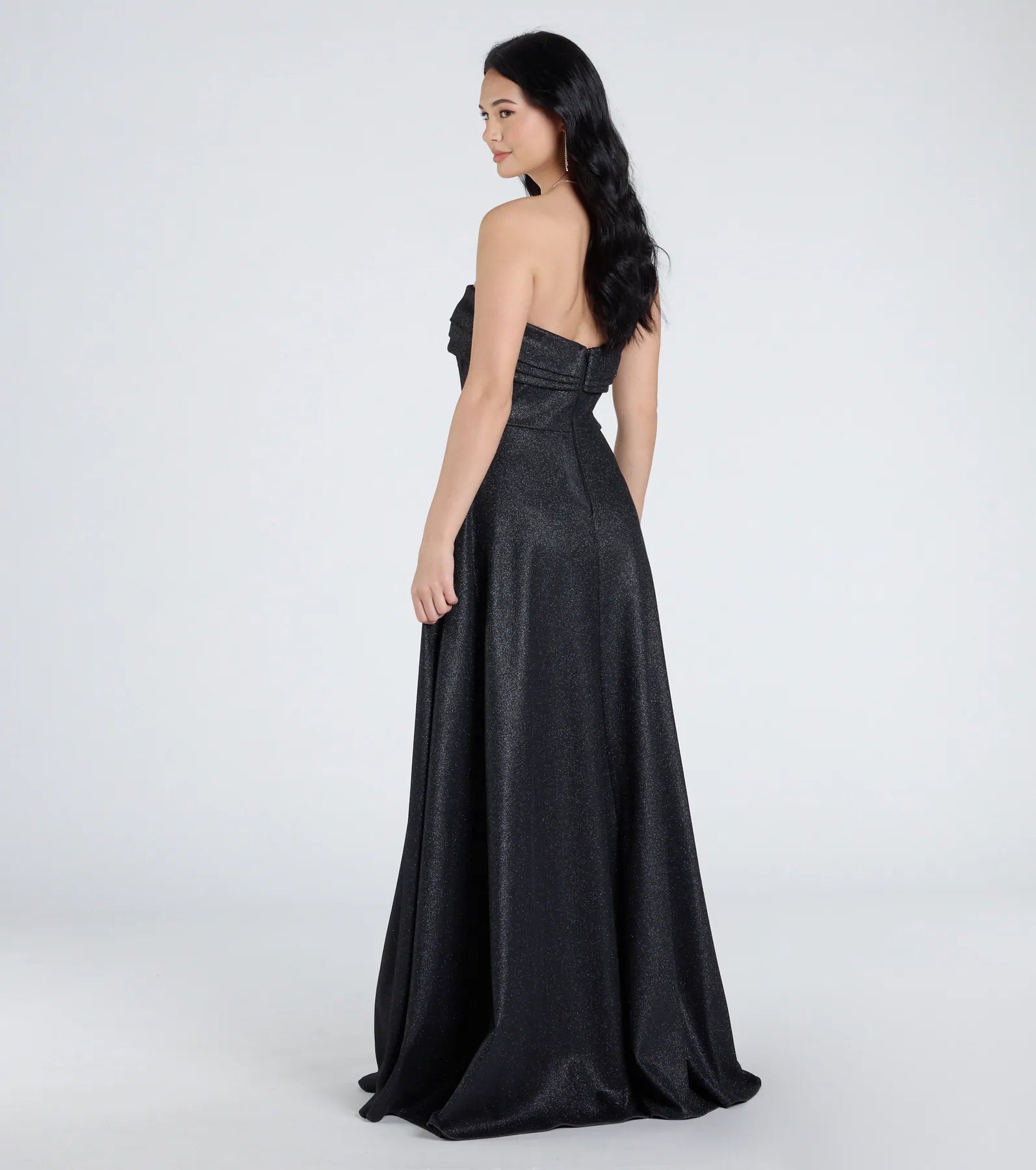 Peyton Strapless Slit A-Line Glitter Formal Dress
