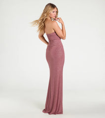 Everly Strapless Slit Mermaid Glitter Formal Dress