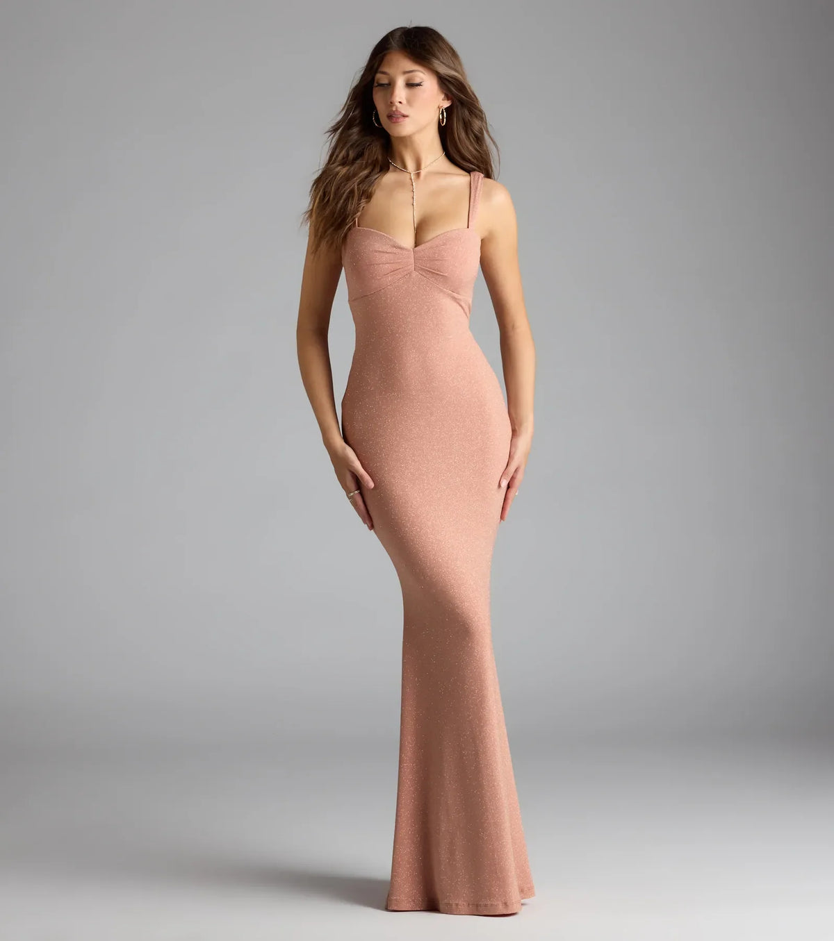 Halie Open Back Mermaid Glitter Formal Dress