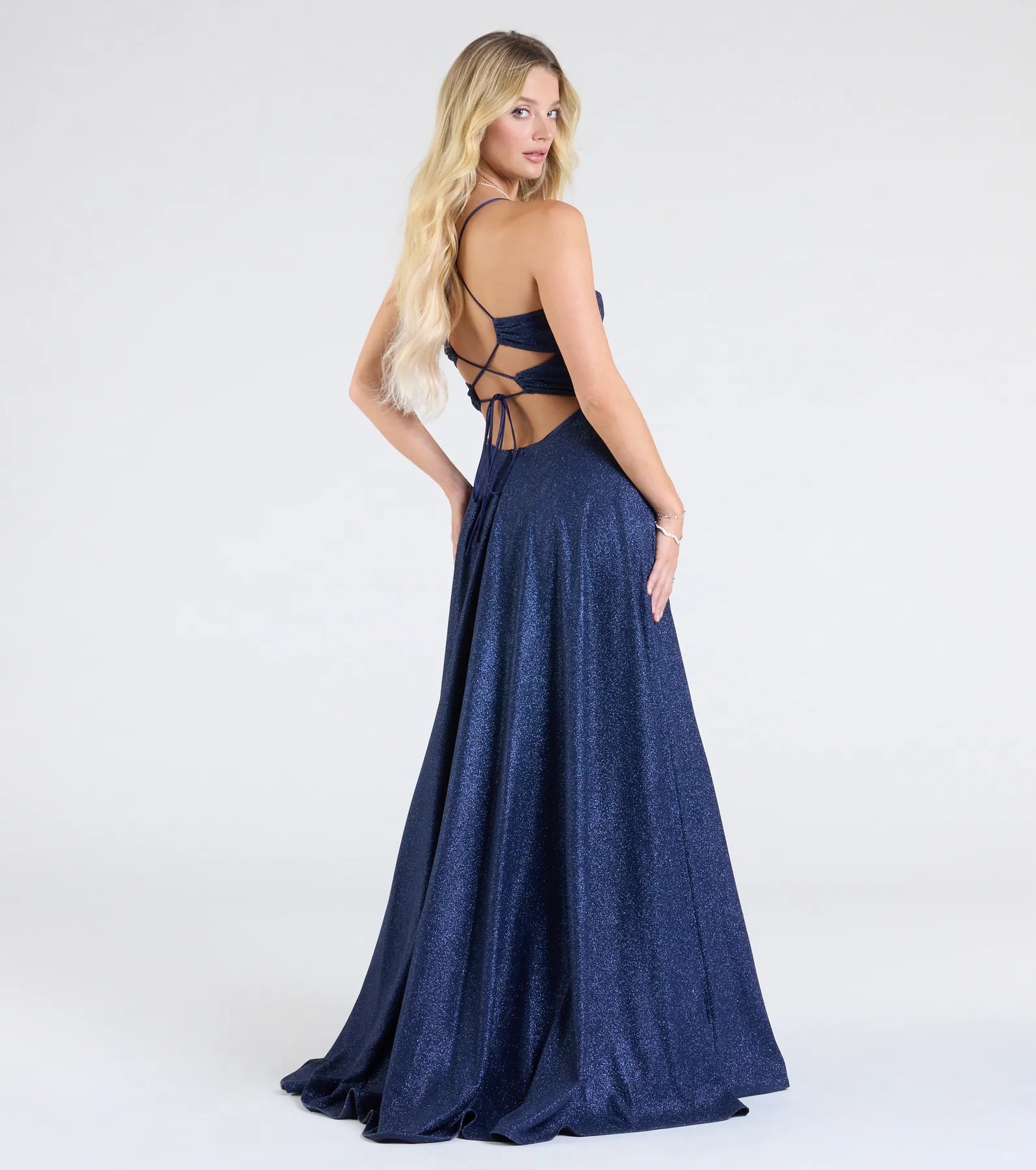 Hattie Glitter Corset Lace-Up Ball Gown
