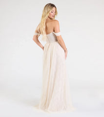 Raelynn Off-The-Shoulder A-Line Lace Ball Gown