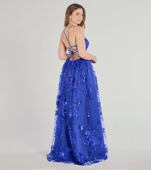 Sharen Lace-Up A-Line Sequin Ball Gown