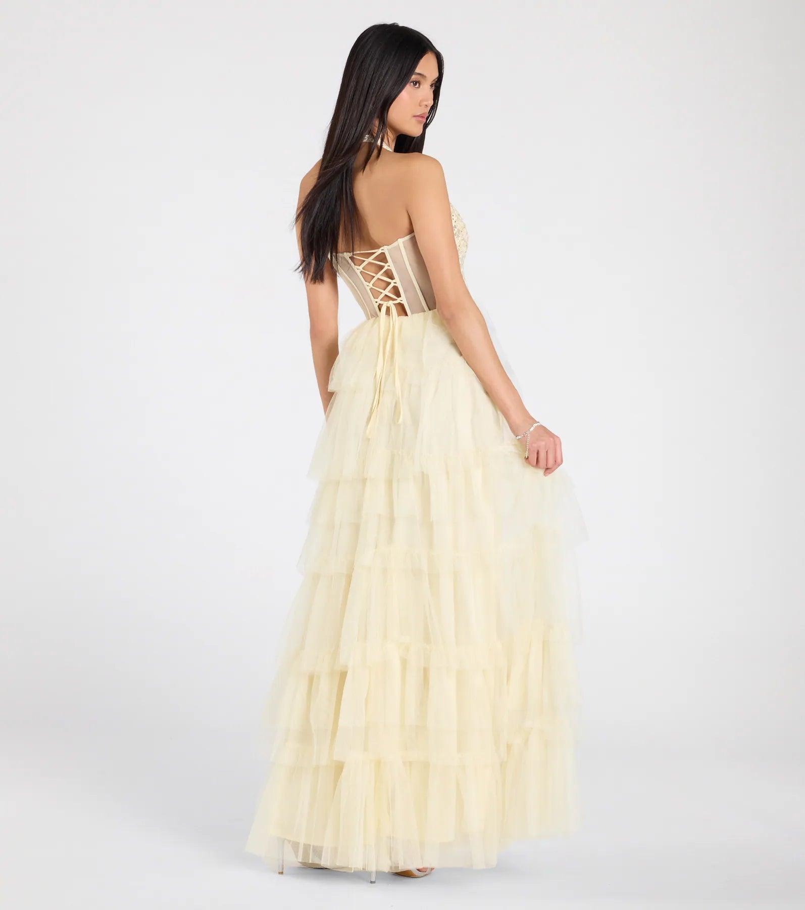 Bristol Floral Applique Ruffled Tulle Ball Gown