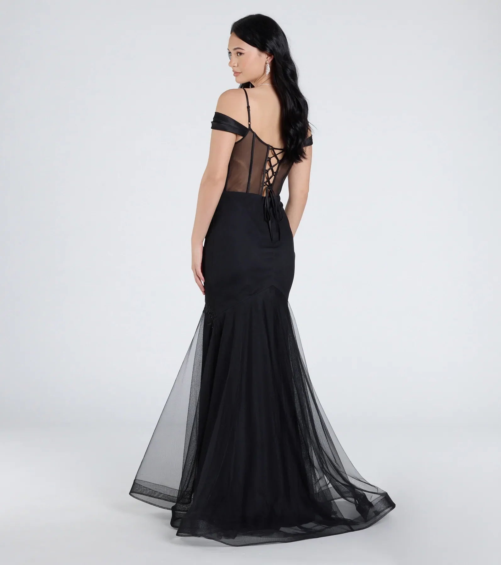 Cleo Floral Embroidered Tulle Corset Mermaid Gown