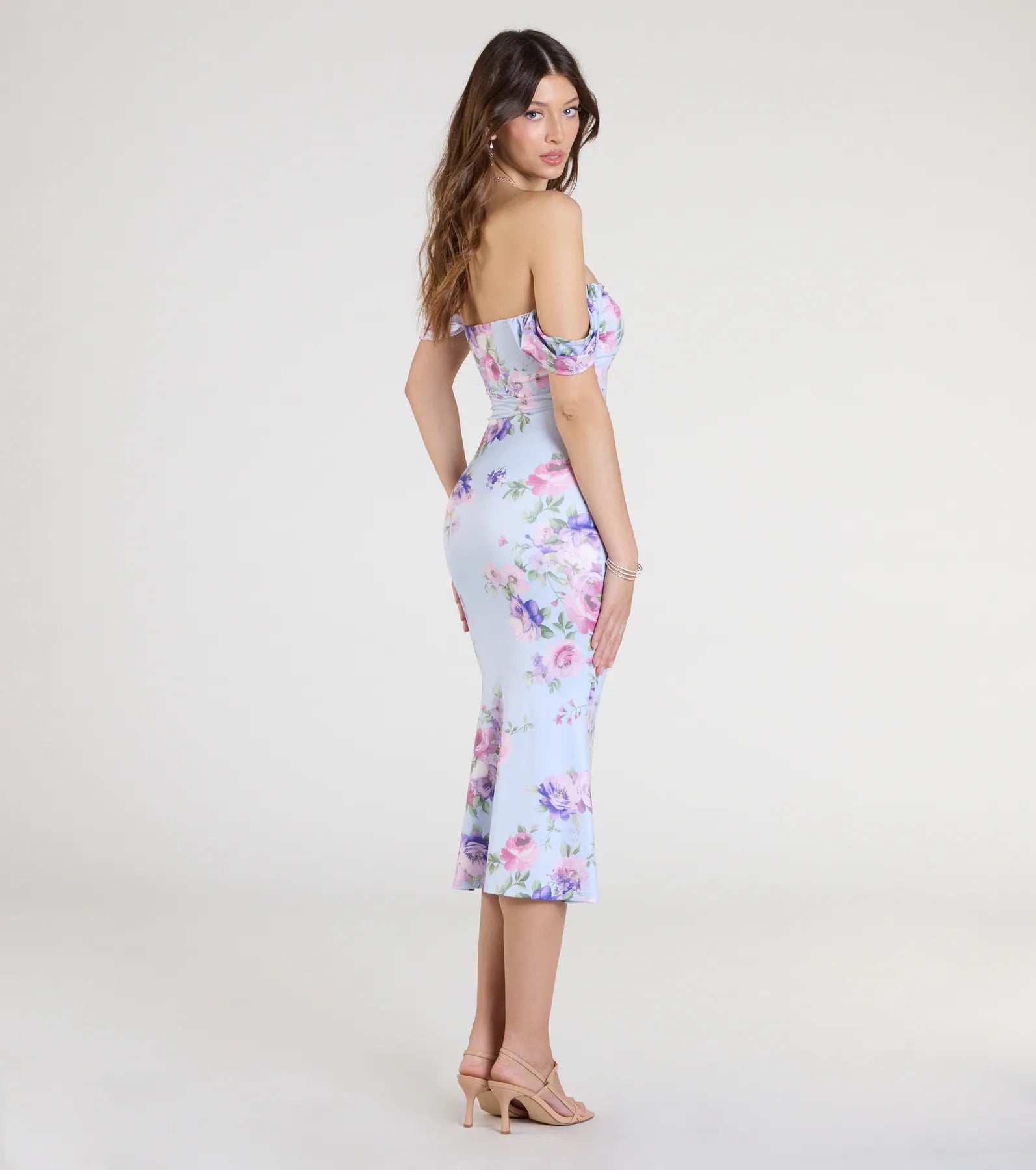 Special Something Off-The-Shoulder Floral Midi Dress