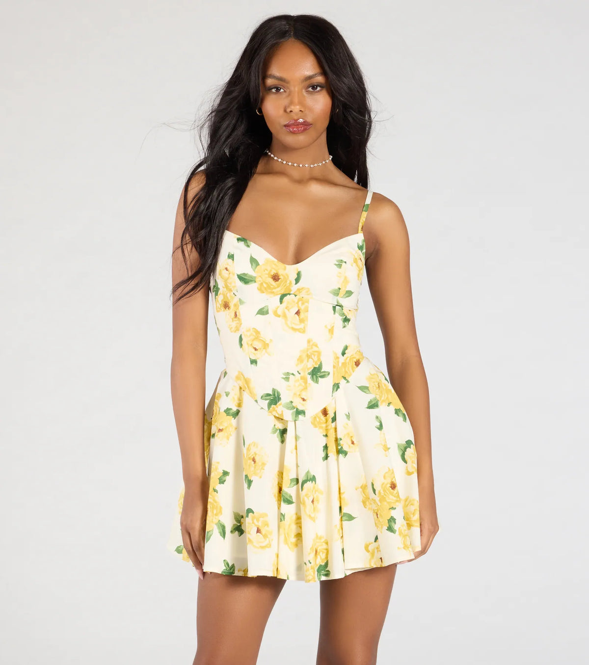 Kissed By Blooms Corset Skater Floral Dress