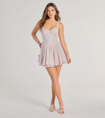 Sunshine Bliss Ditsy Floral Lace Corset Skater Dress