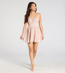 Twirling Beauty Halter Floral Skater Dress