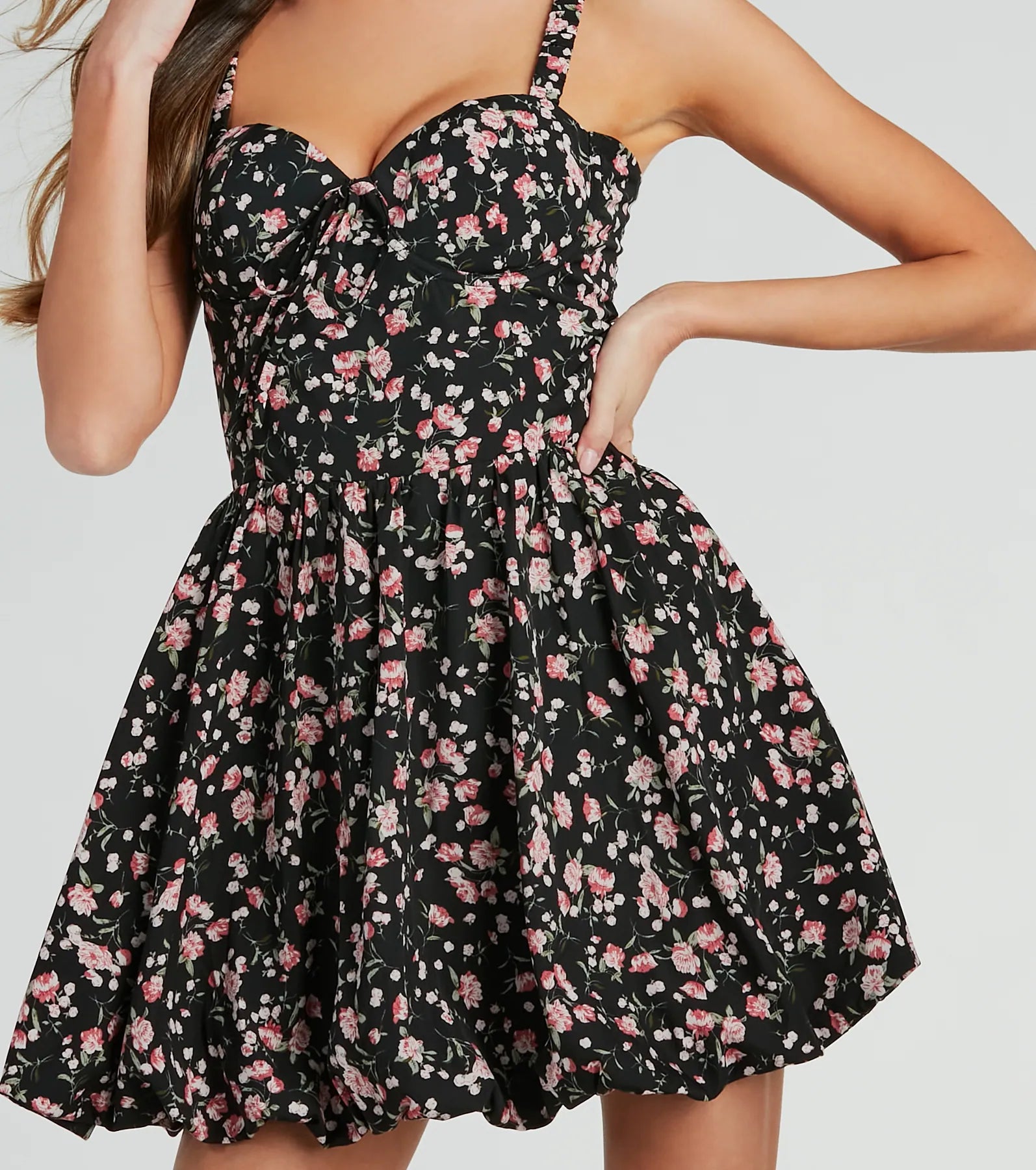 Spring Has Sprung Floral Bubble Hem Skater Dress