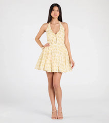 Dressing For Sunshine Halter Floral Skater Dress