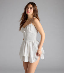 Park Picnic V-Neck Eyelet Skater Dress