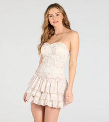 Look Of Love Floral Lace Ruffled Mini Dress