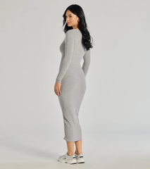 Sculpted Chic Ribbed Knit Midi Dress