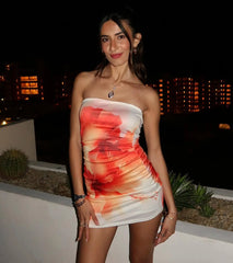 Bold Vibe Floral Print Strapless Bodycon Mini Dress