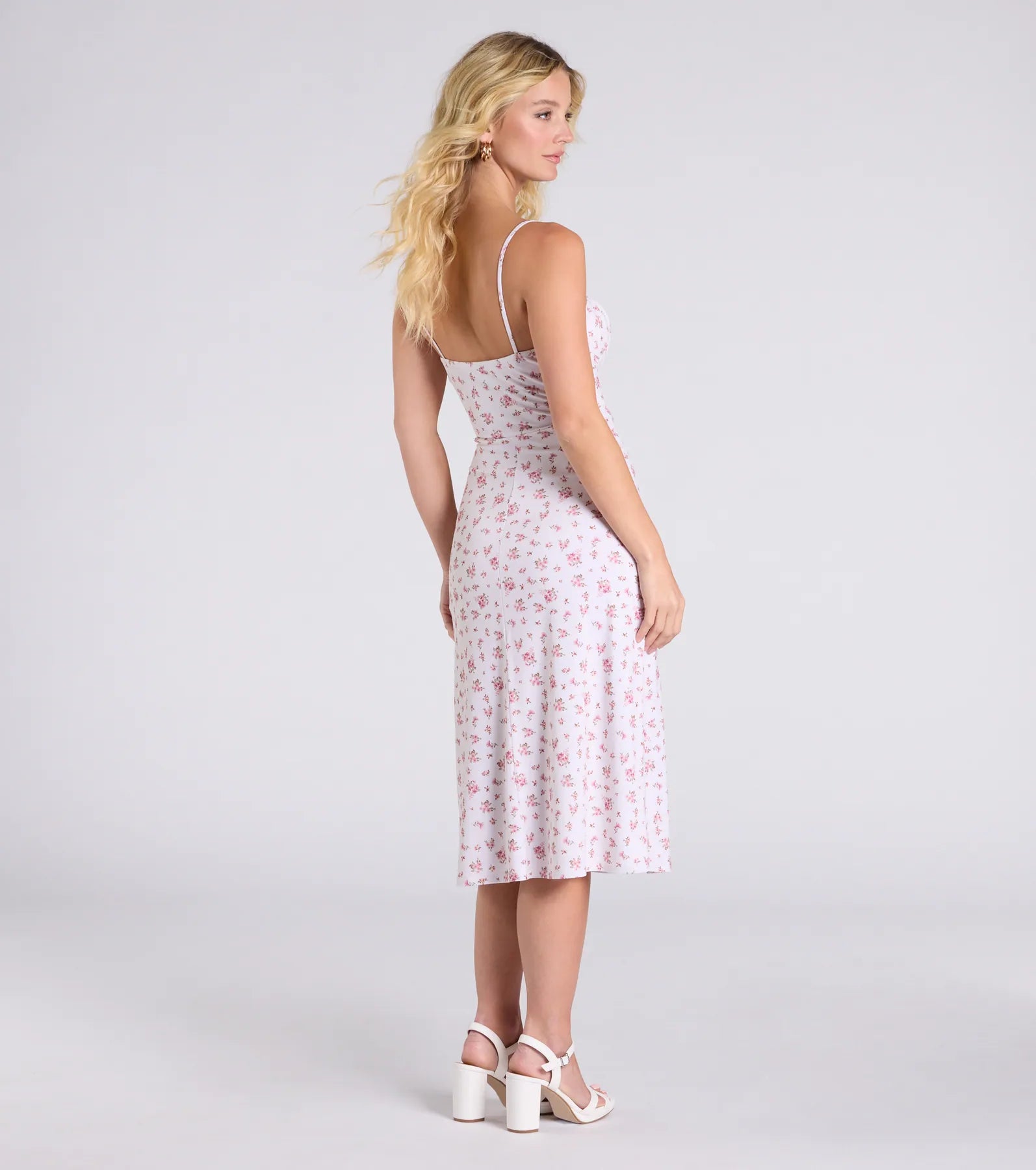 So Enchanted Floral Slit A-Line Midi Dress