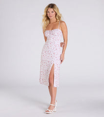 So Enchanted Floral Slit A-Line Midi Dress