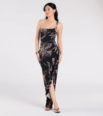 In Tulum One-Shoulder Tropical Maxi Dress