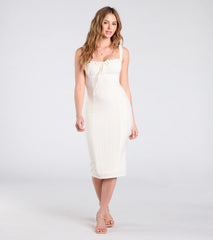 Blissful Cutie Eyelet Bodycon Midi Dress