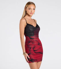 Meant To Amaze Lace Trim Abstract Mini Dress