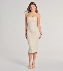 Rooftop Vibe Strapless Faux Leather Midi Dress