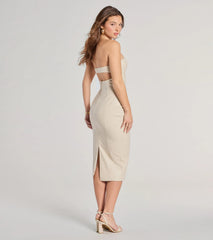 Rooftop Vibe Strapless Faux Leather Midi Dress