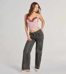 Sweet And Sultry Floral Lace Mesh Bustier Top