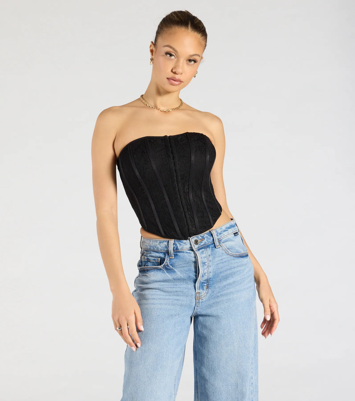 Talk Lace Strapless Corset Top