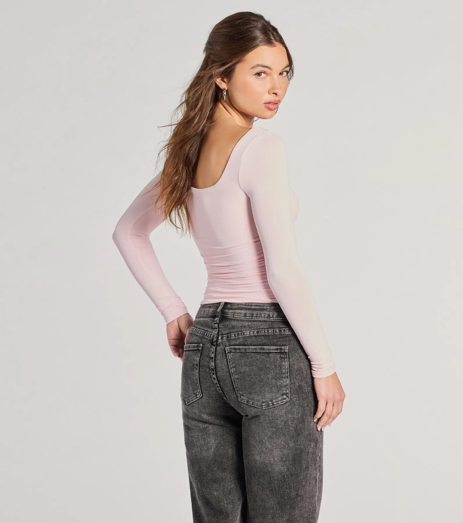 Elevated And Cute Long Sleeve Ruched Crop Top