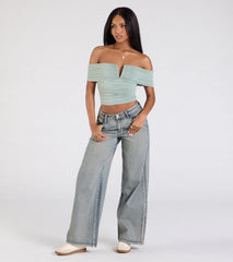 Chic Alert Off-The-Shoulder Crop Top